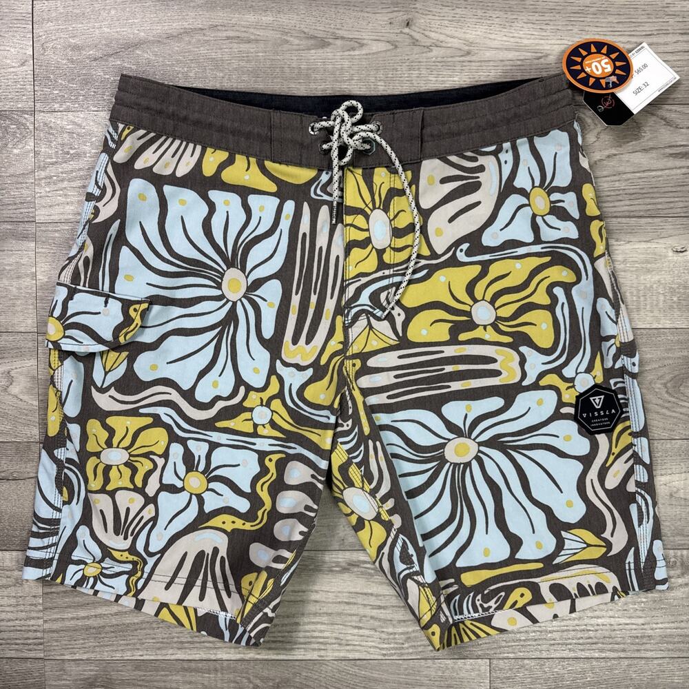 Vissla Swim Trunks Board Shorts Multicolor Floral Print sz 31